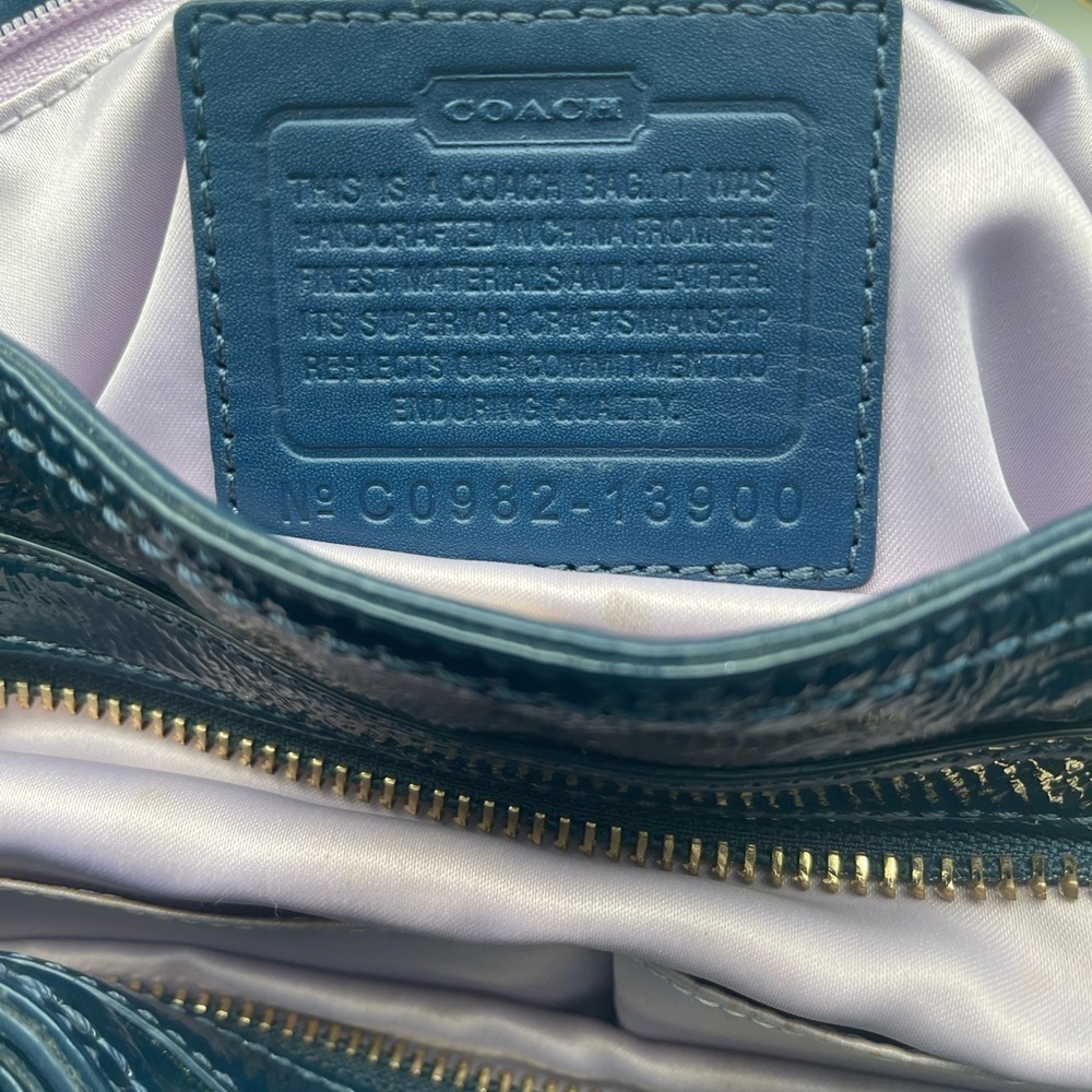 Blue Coach Patent Leather Maggie Bag - Picture 6 of 10